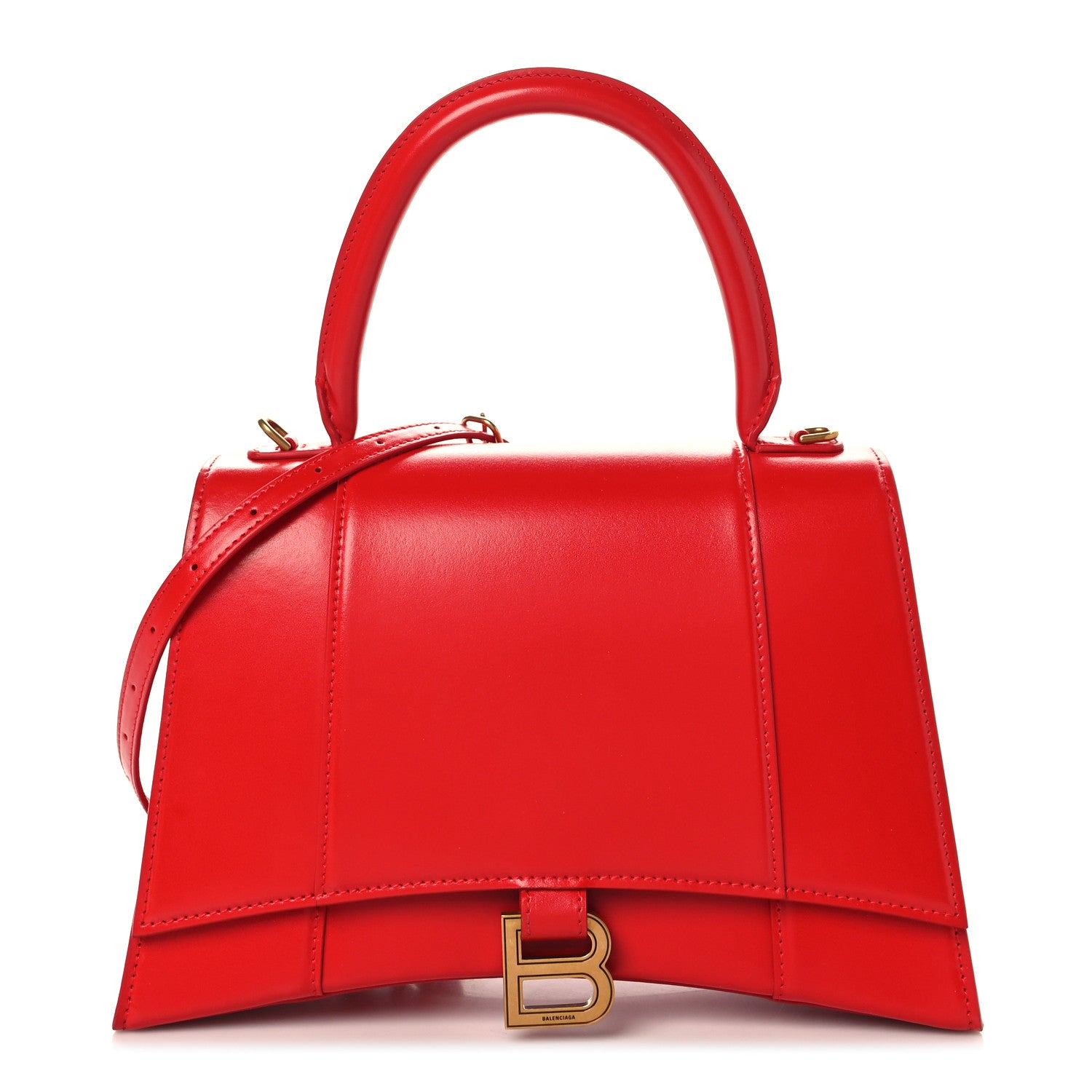 Balenciaga Shiny Box Calfskin Medium Hourglass Top Handle Bag Bright Red 1 of 11