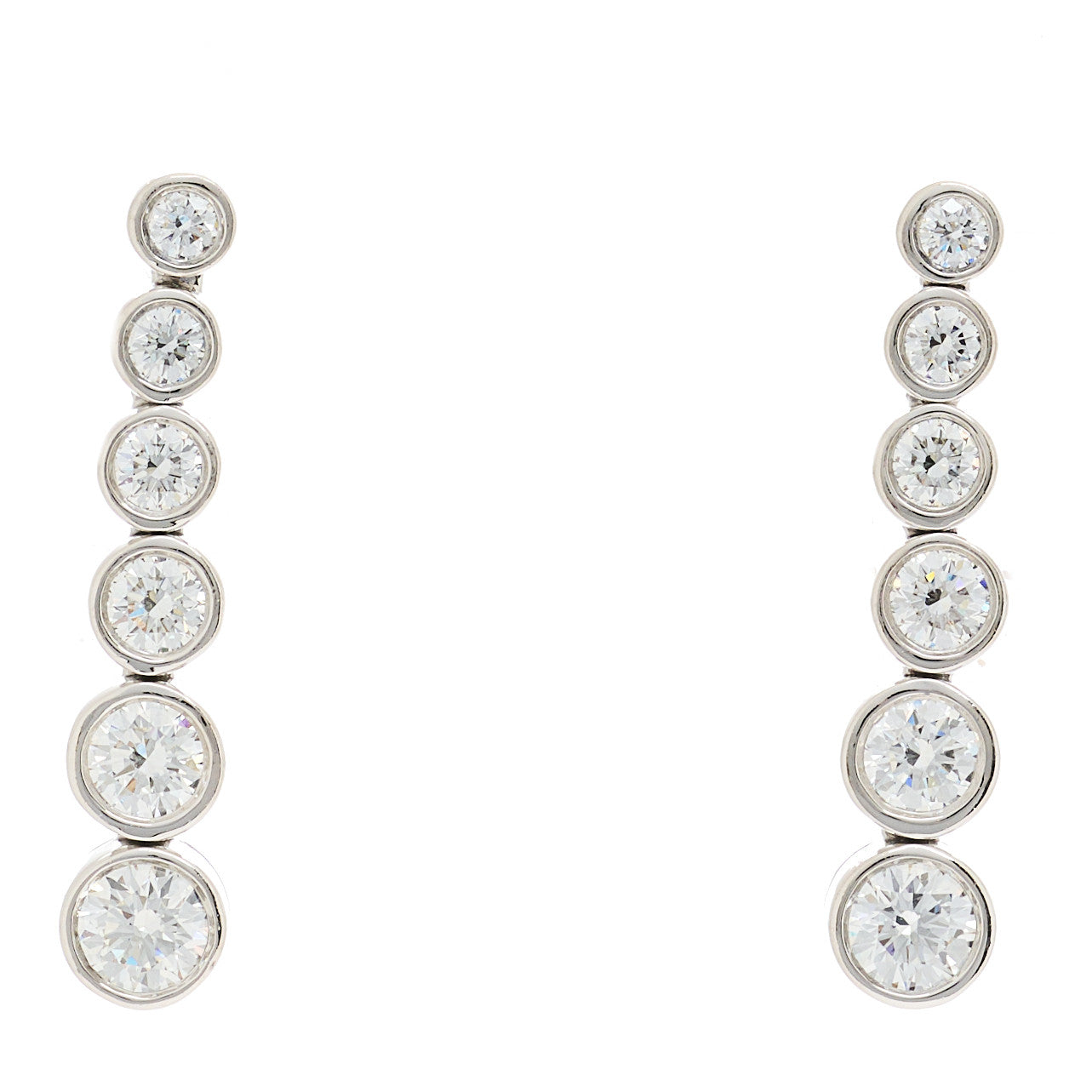 Platinum Diamond Jazz Graduated Drop Earrings