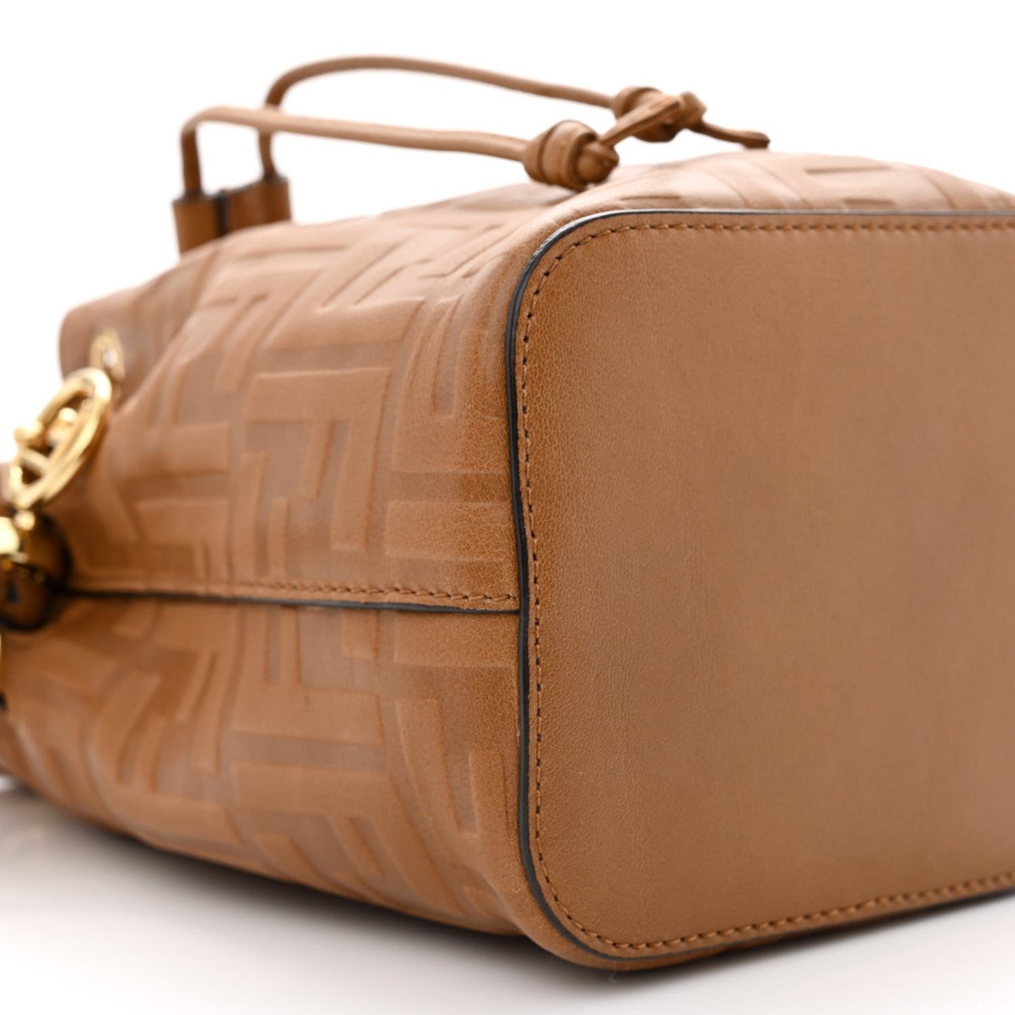Vitello Cristallo Nature F is Fendi FF 1974 Embossed Mini Mon Tresor Bucket Bag Cuoio