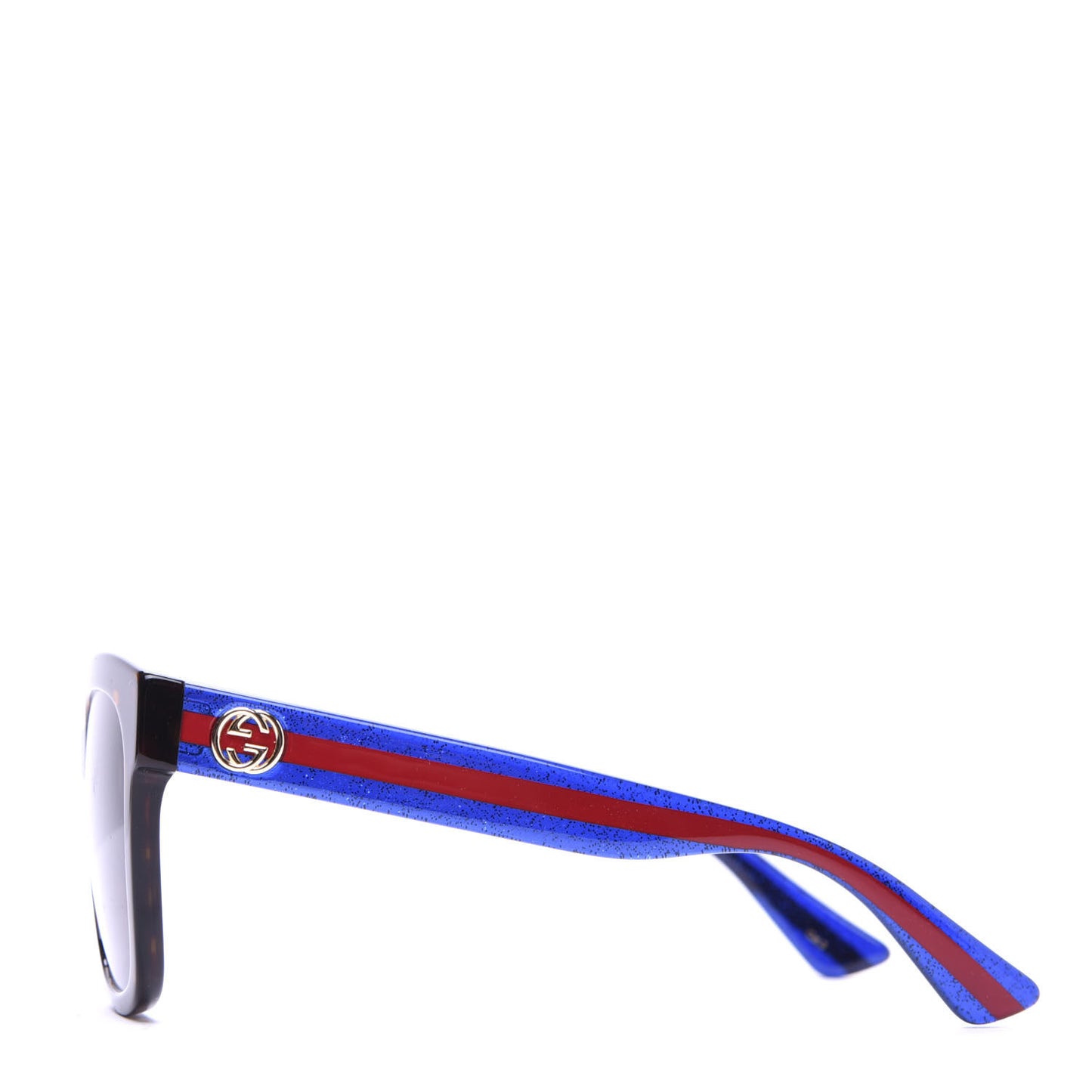 Square Frame Glitter Sunglasses GG0034SA Tortoise Blue