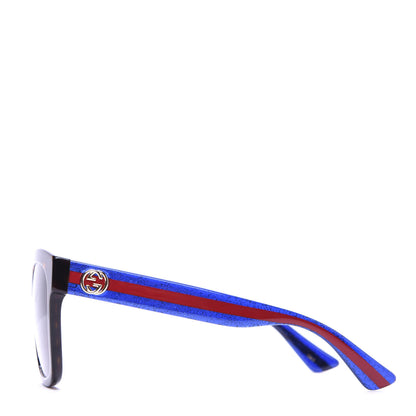 Gucci Square Frame Glitter Sunglasses GG0034SA Tortoise Blue 3 of 7