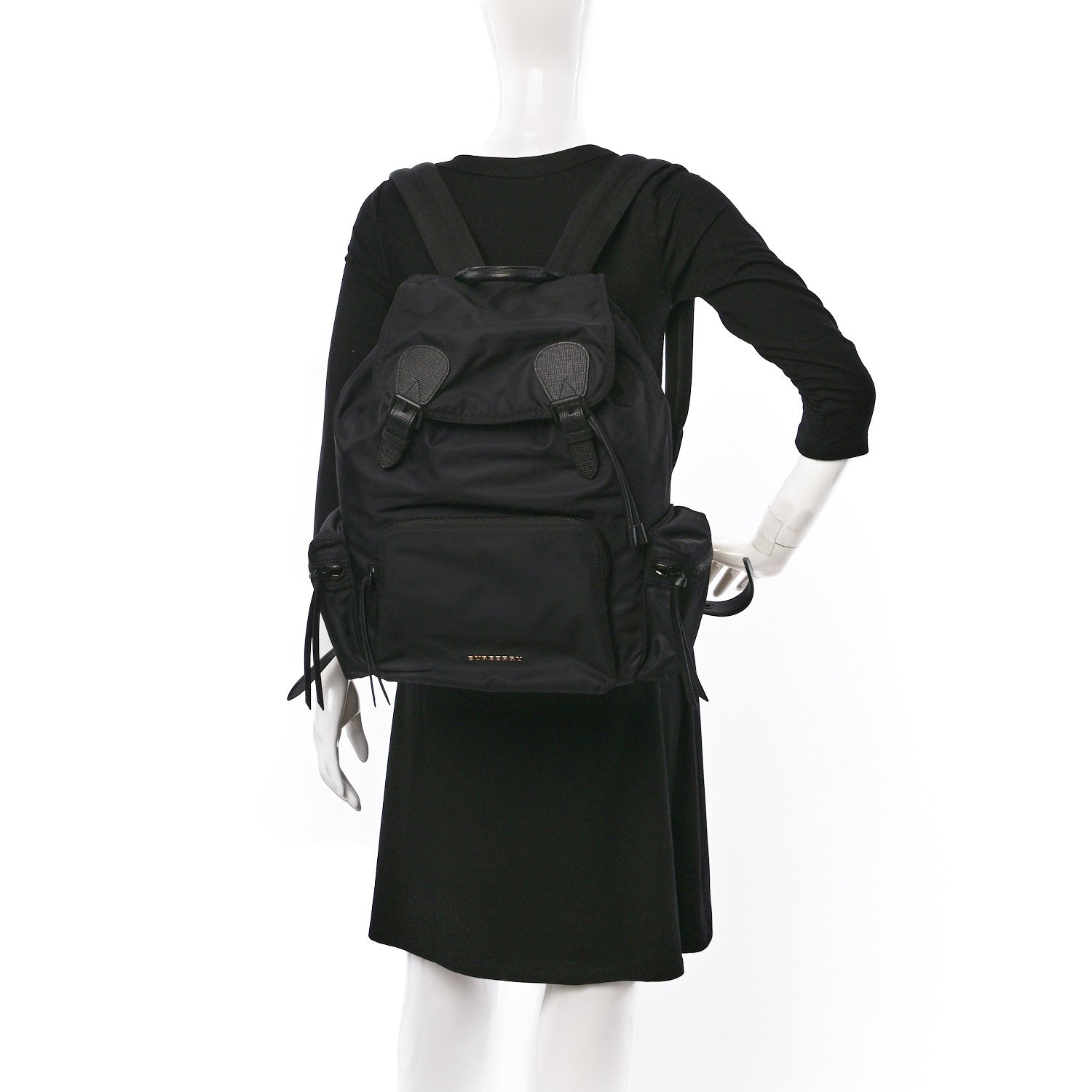 Burberry Technical Nylon Large Rucksack Backpack Black 2 of 9