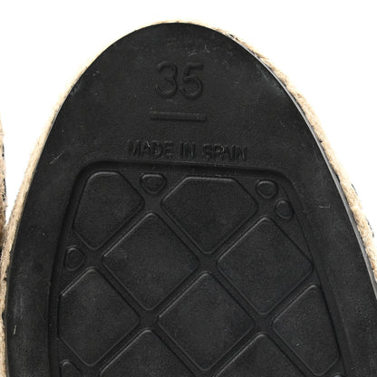 Chanel Lambskin Shiny Calfskin CC Espadrilles 35 Black Beige 6 of 9