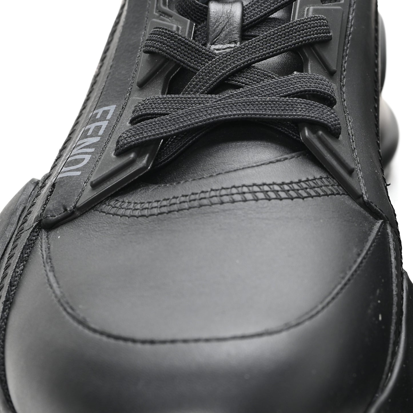 Calfskin Nylon Lycra Mens Fendi Flow Low Top Sneakers 11 Black Grigio Tabacco