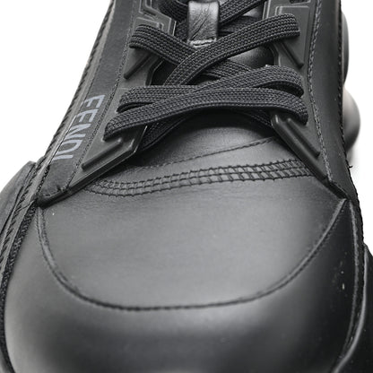 Fendi Calfskin Nylon Lycra Mens Fendi Flow Low Top Sneakers 11 Black Grigio Tabacco 9 of 9