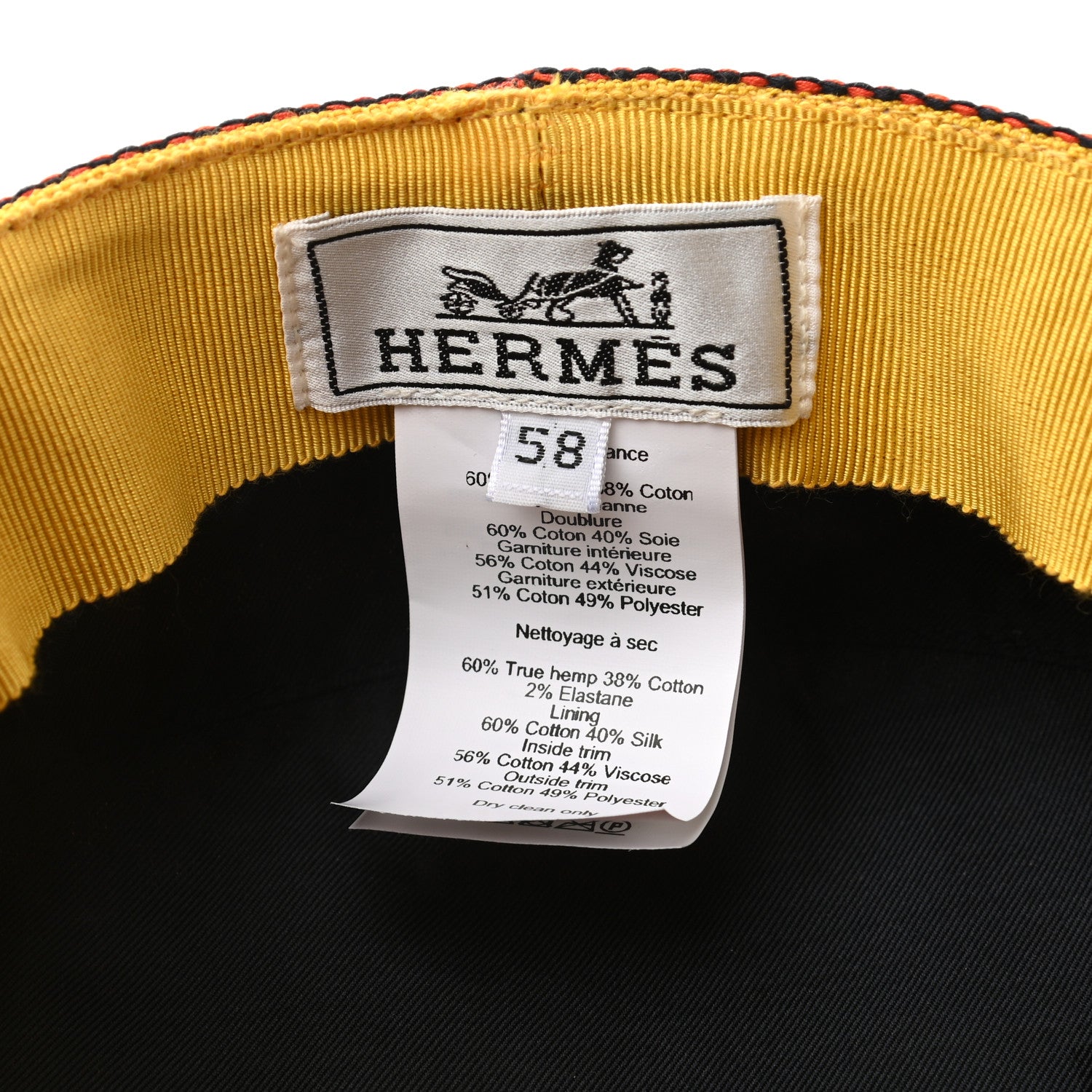 Hermes Cotton Hemp Cavale Cap 58 Amber Yellow 8 of 8
