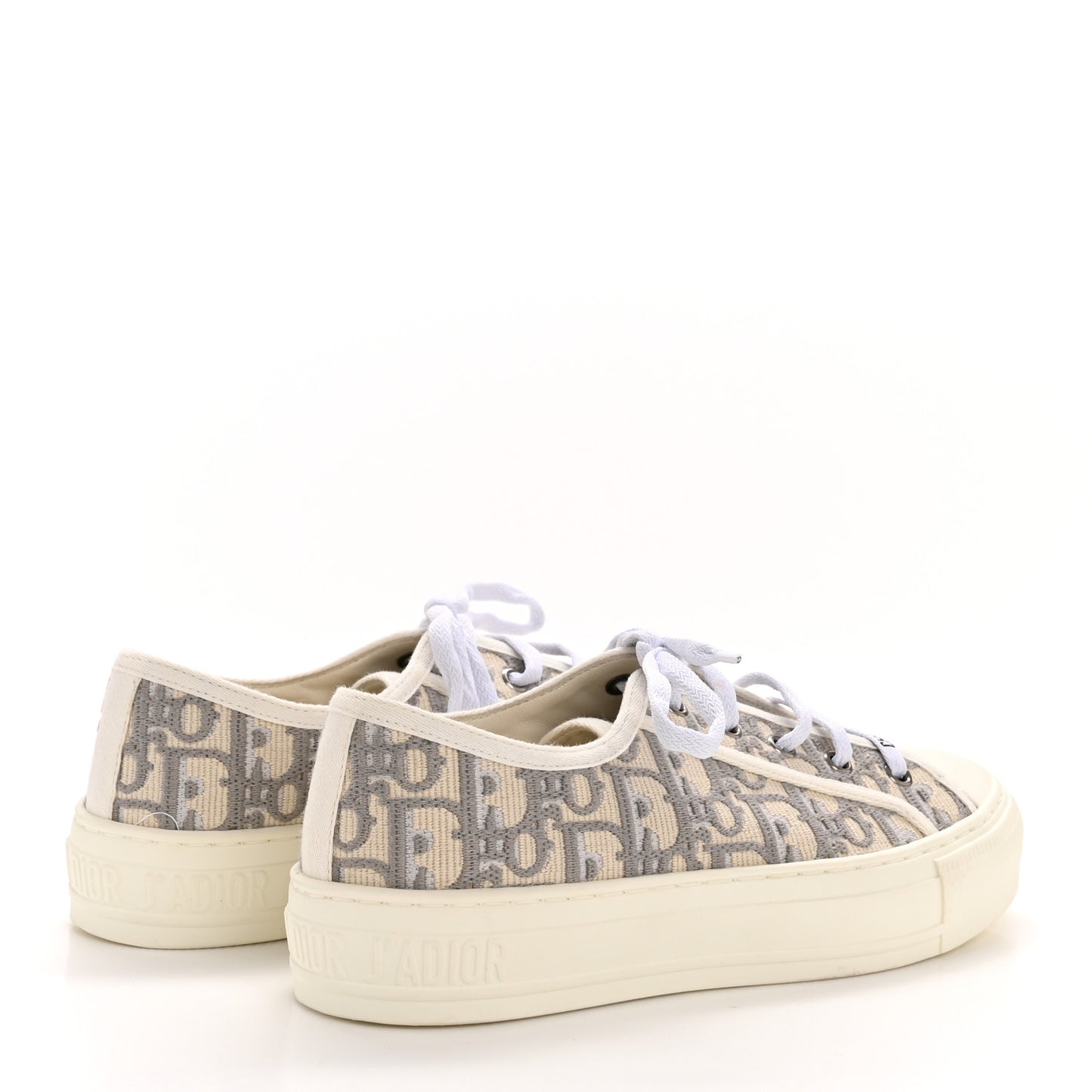 Canvas Oblique Walk'N'Dior Low Top Sneakers 36 Grey Stone