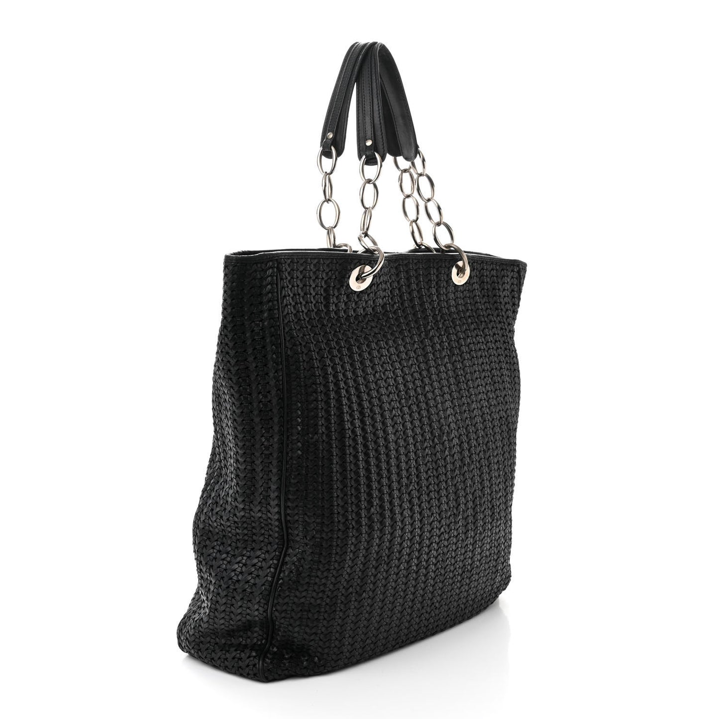 Lambskin Woven Dior Soft Shopping Tote Black