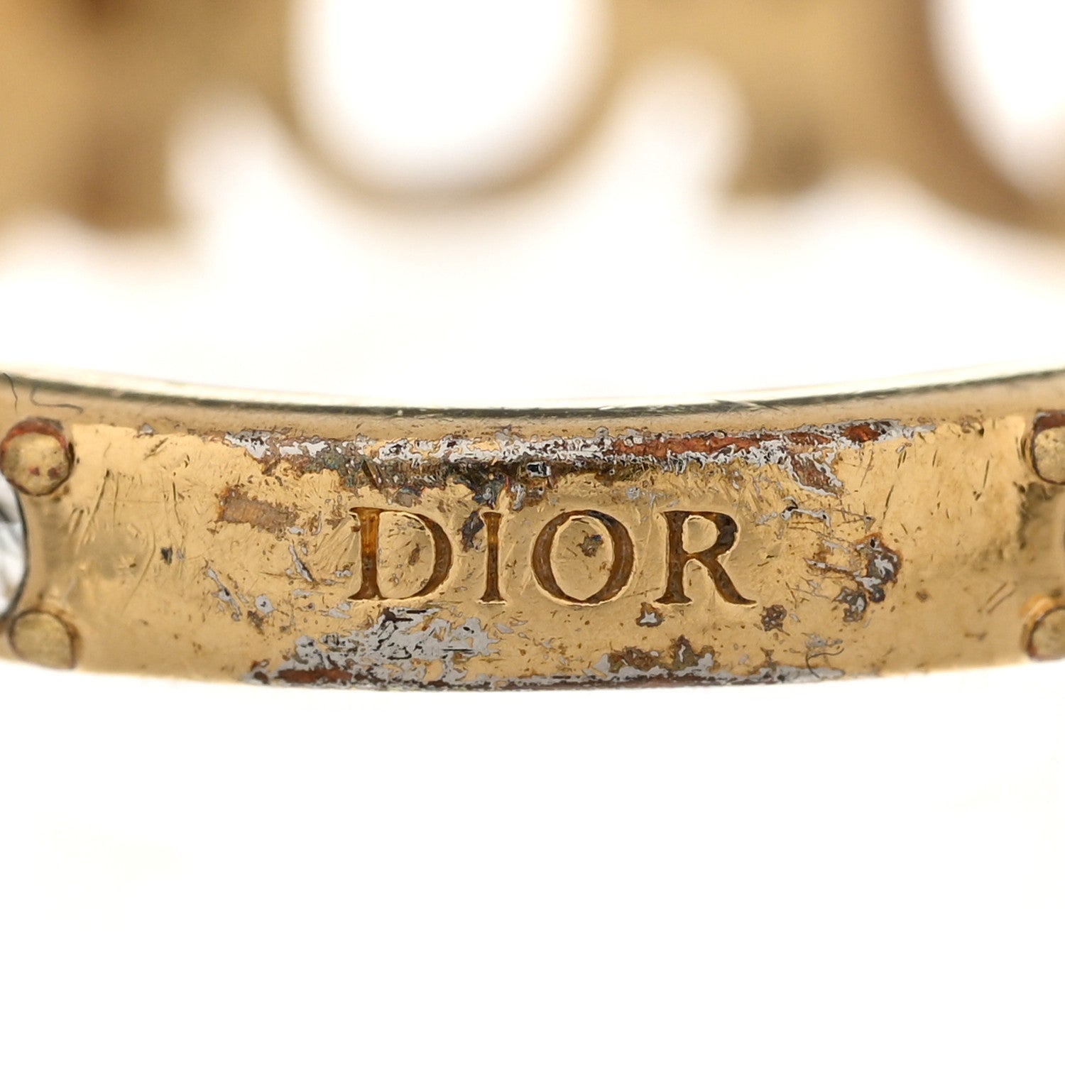 Christian Dior Metal Crystal Dio(R)evolution Ring S 50 5.25 Gold 5 of 7