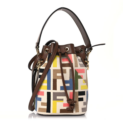 Fendi Kuban Canvas Vitello King F is Fendi FF Embroidered Mini Mon Tresor Bucket Bag Multicolor Cuoio 1 of 10