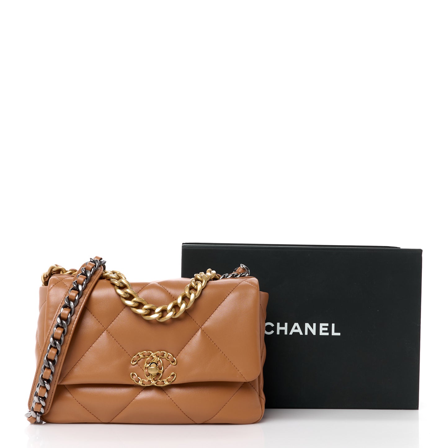 Lambskin Quilted Medium Chanel 19 Flap Brown