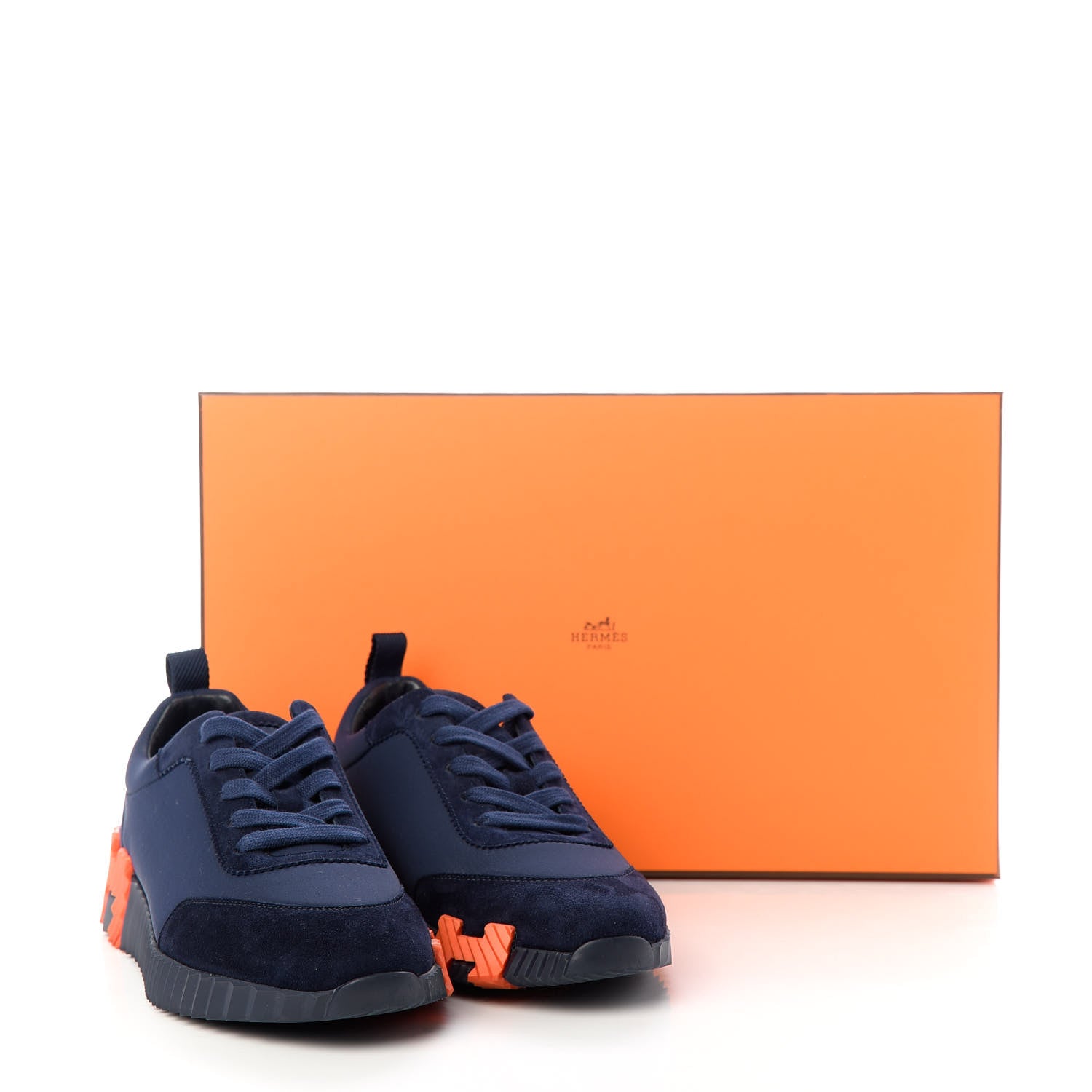 Hermes Technical Jersey Suede Goatskin Bouncing Sneakers 36 Marine 10 of 10