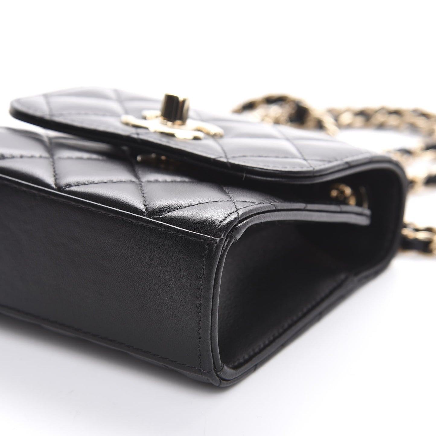 Lambskin Quilted Mini Trendy CC Chain Wallet Black