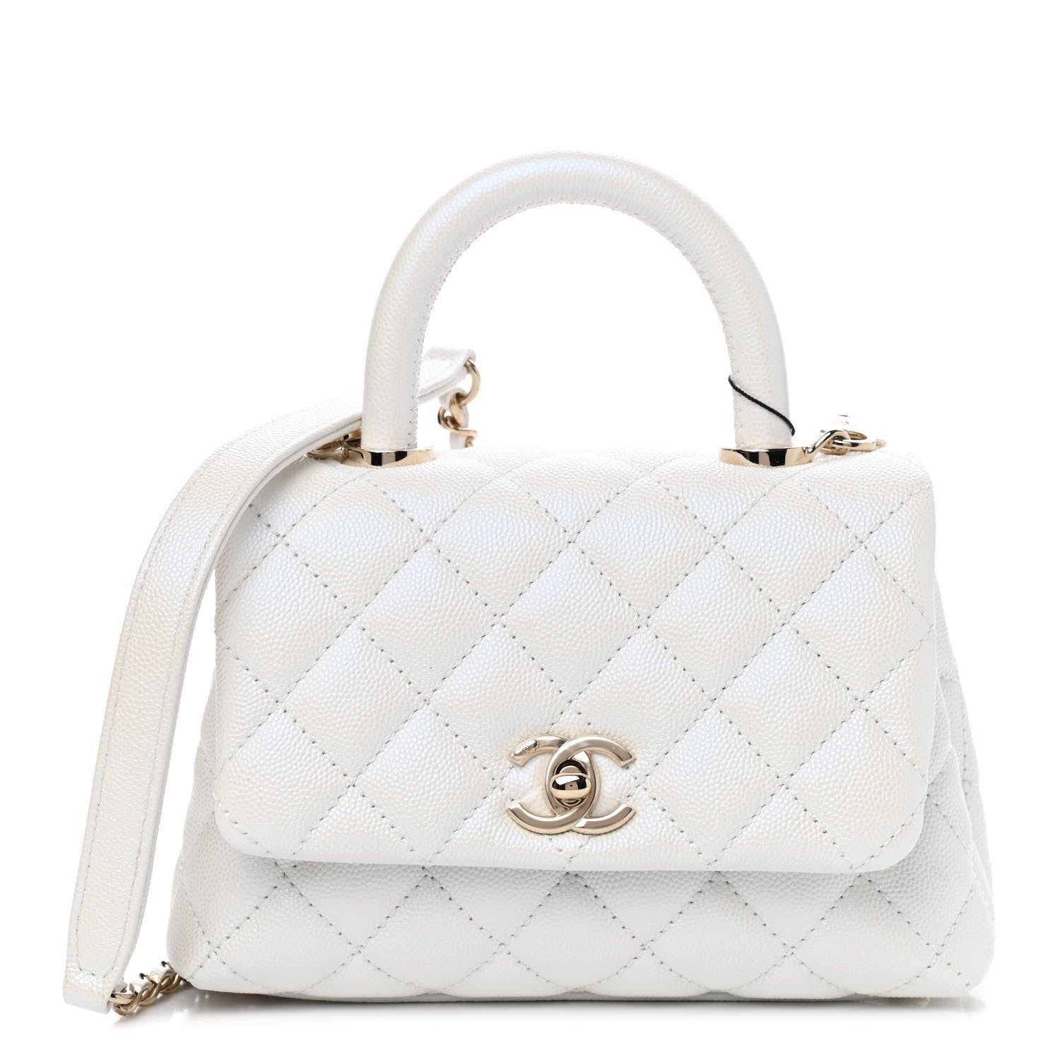 Chanel Iridescent Caviar Quilted Extra Mini Coco Handle Flap Ivory 1 of 9