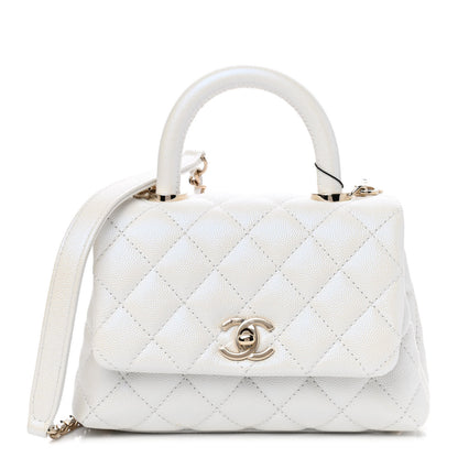 Chanel Iridescent Caviar Quilted Extra Mini Coco Handle Flap Ivory 1 of 9