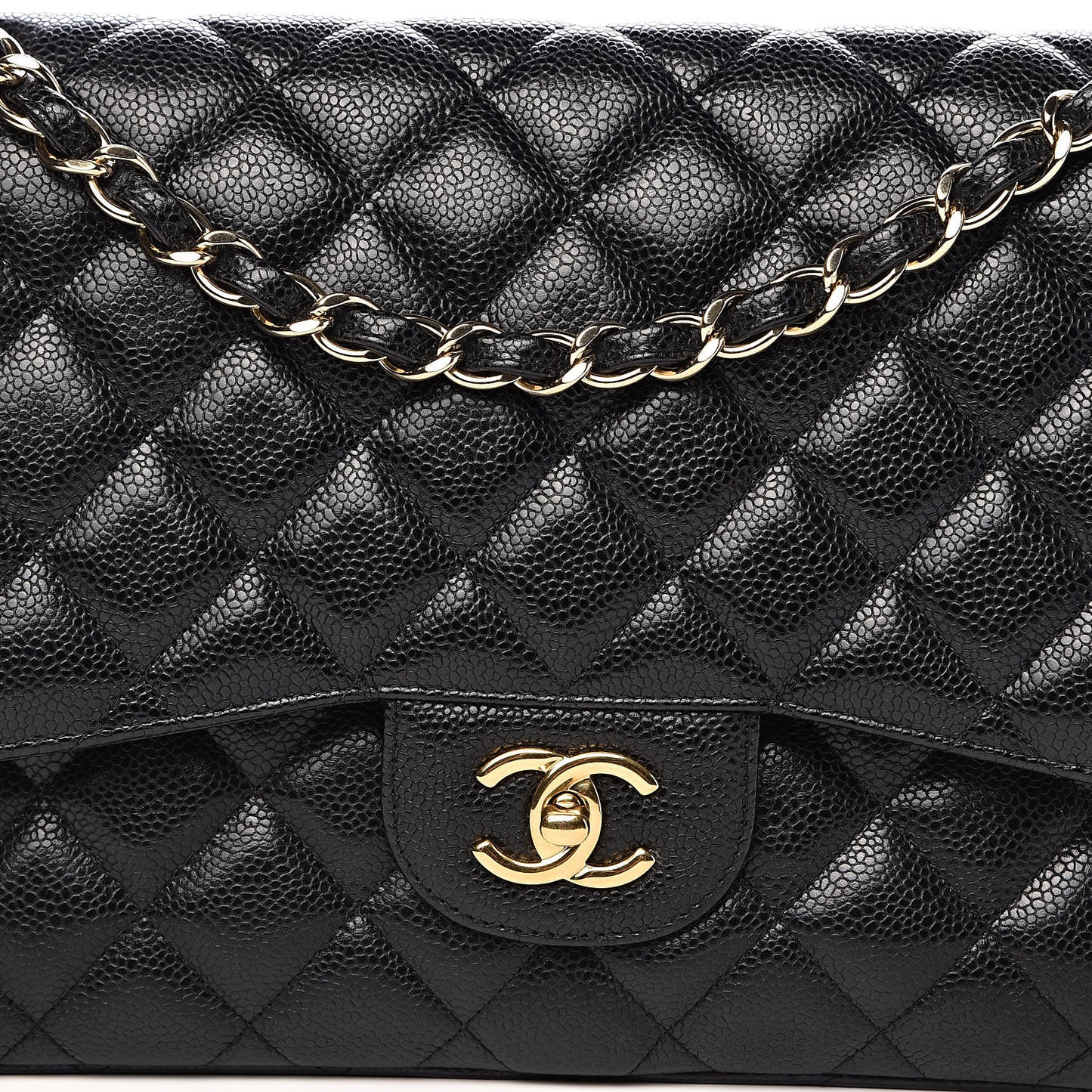 Caviar Quilted Jumbo Double Flap Black
