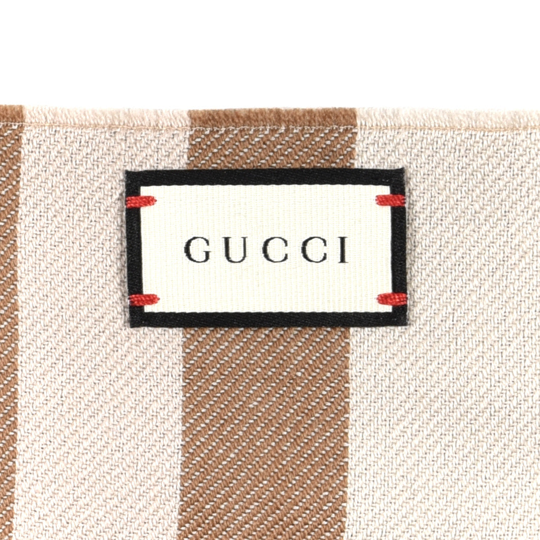 Gucci Wool GG Monogram Scarf Brown 5 of 9