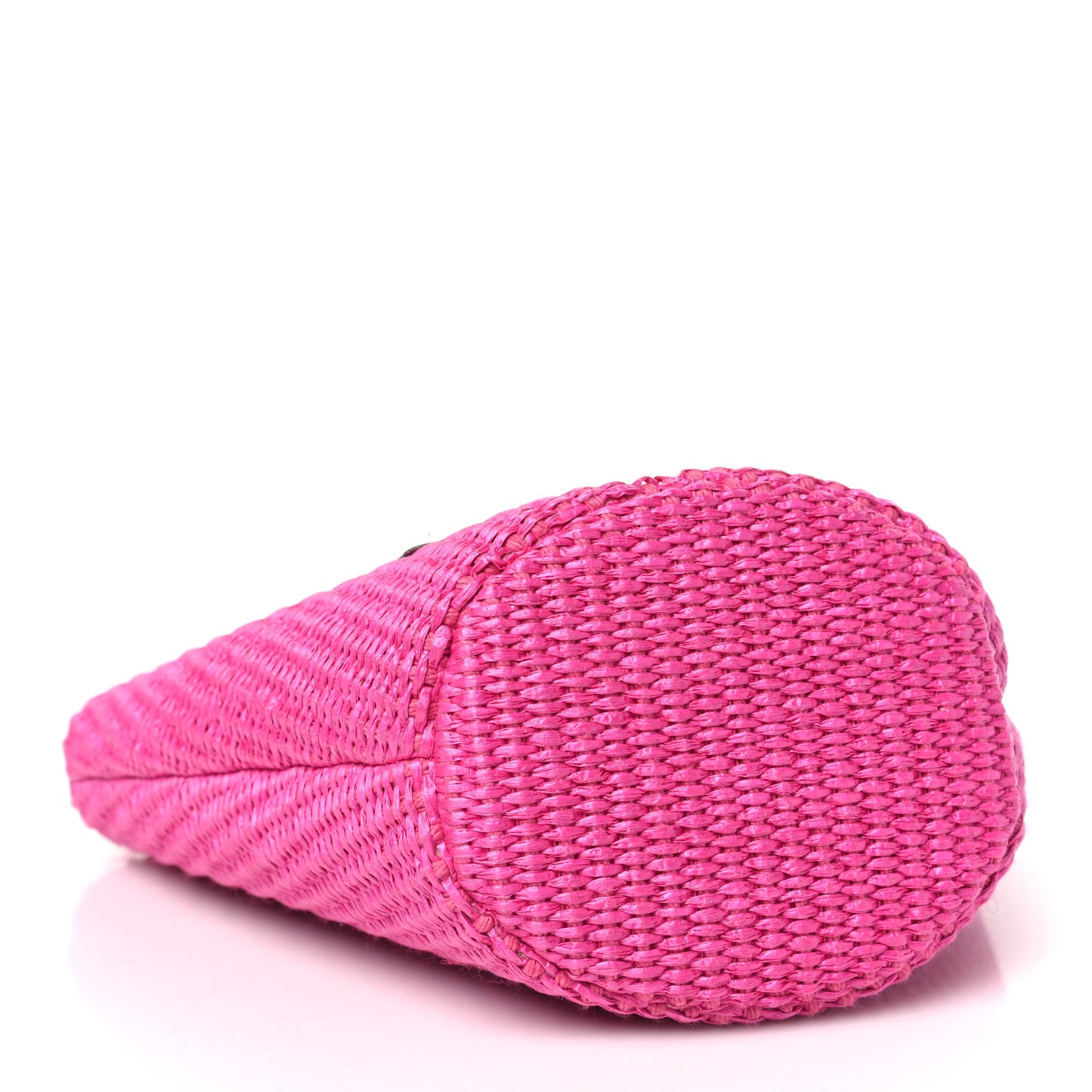 Woven Raffia Logo Tote Fuchsia