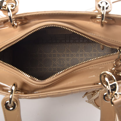 Christian Dior Patent Cannage Medium Lady Dior Beige 6 of 8