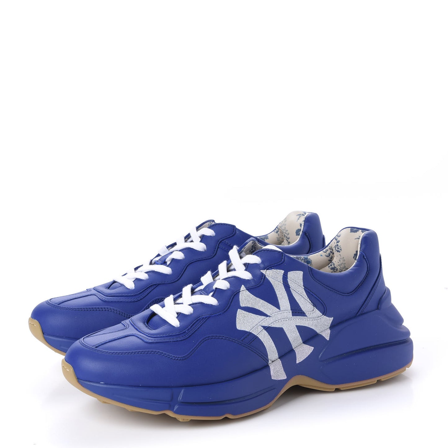 X MLB Calfskin NY Yankees Mens Rhyton Sneakers 9 Electric Blue