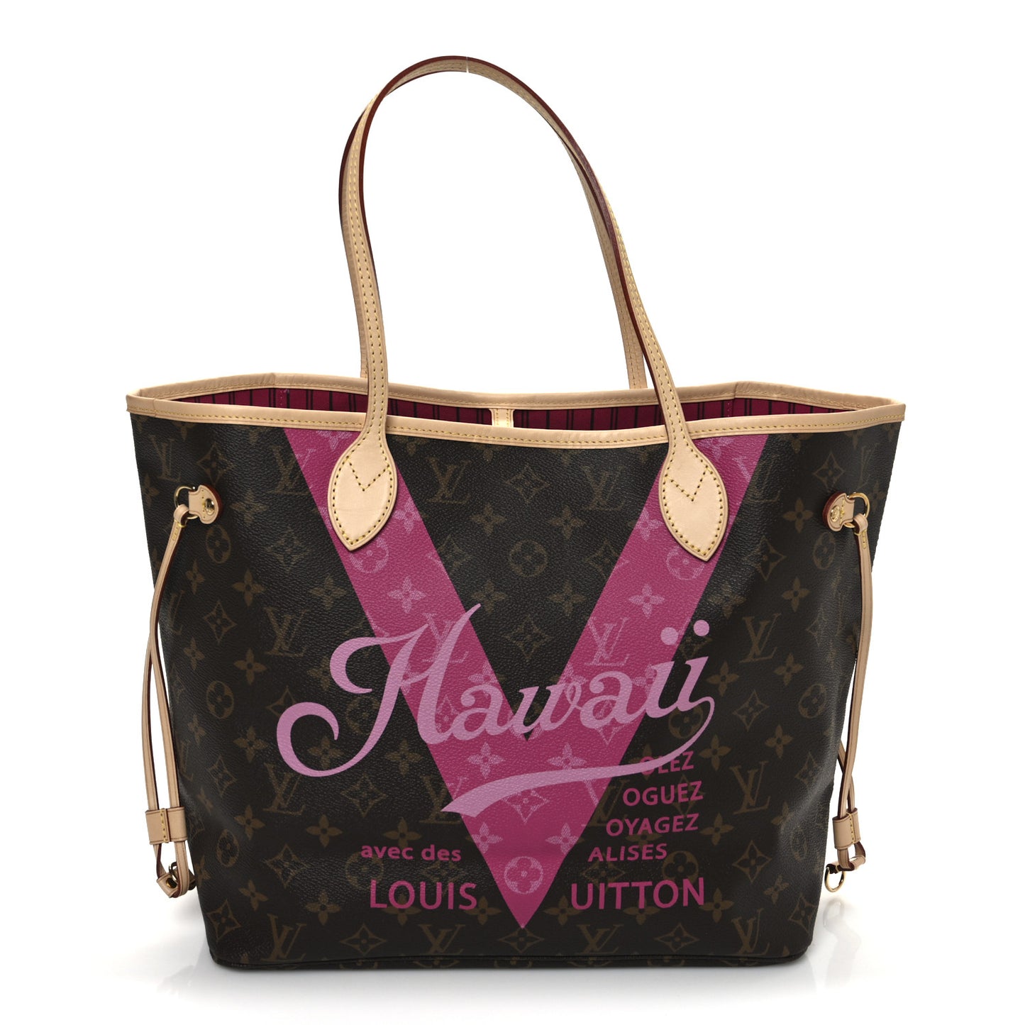 Monogram Hawaii V Neverfull MM Hot Pink