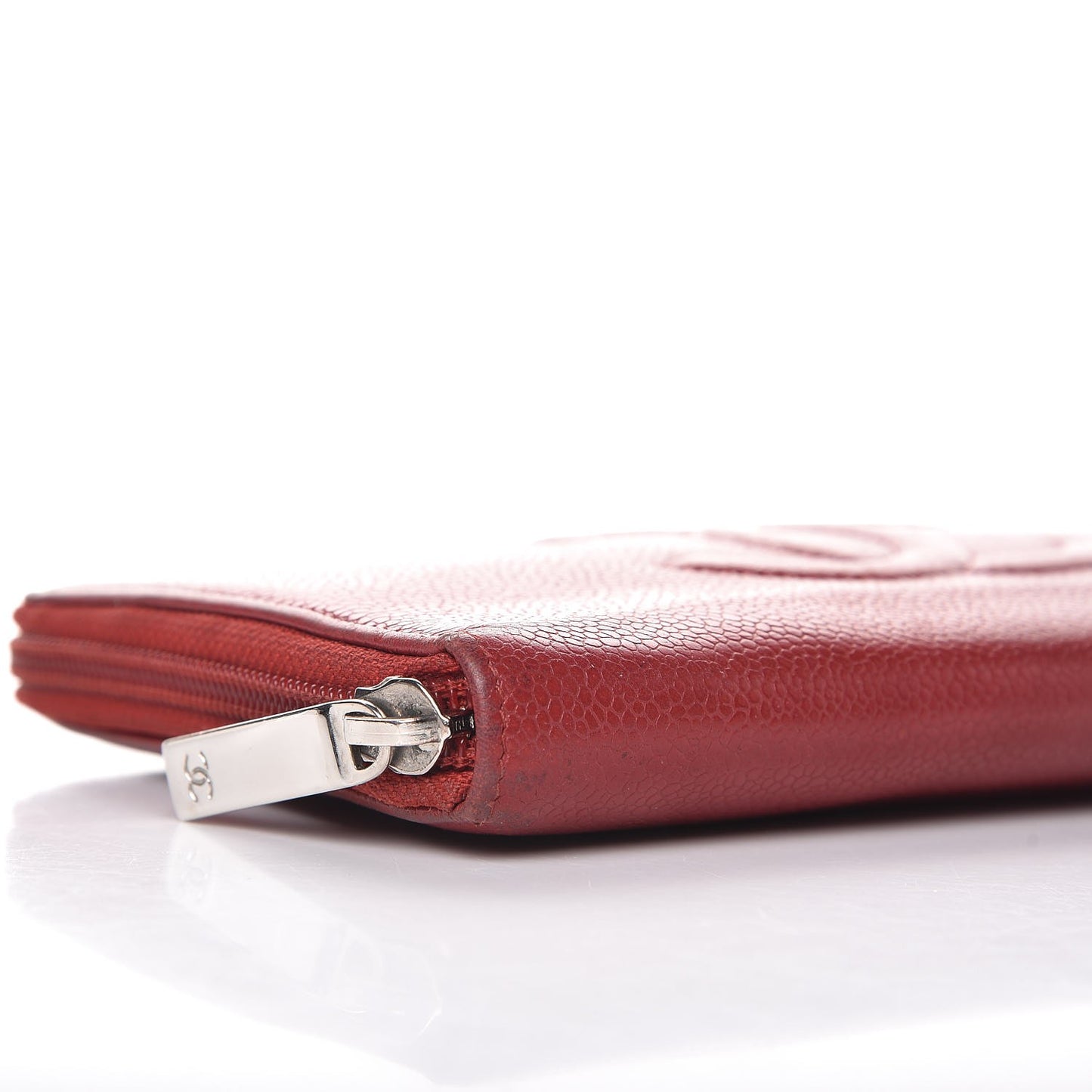 Caviar Large CC Timeless Zip Around Organizer Wallet Red