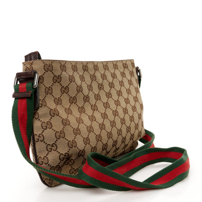 Gucci Monogram Web Small Flat Messenger Crossbody Dark Brown 3 of 13