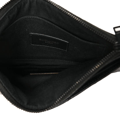 Saint Laurent Grain De Poudre Chevron Monogram Bill Pouch Black 5 of 8