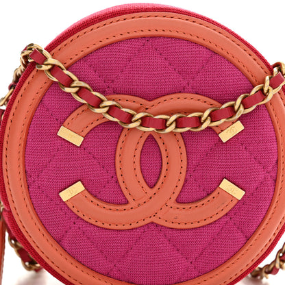 Chanel Jersey Quilted CC Filigree Round Clutch With Chain Pink Red Orange 8 of 10