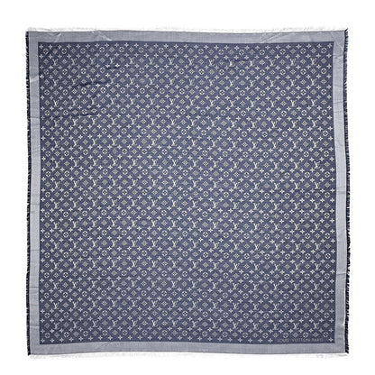Louis Vuitton Silk Wool Monogram Denim Shawl Blue 1 of 4