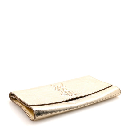 Saint Laurent Metallic Calfskin Monogram Large Belle De Jour Clutch Gold 4 of 6
