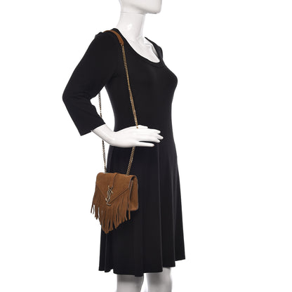 Saint Laurent Suede Fringe Baby Monogram Satchel Light Ocre 2 of 13