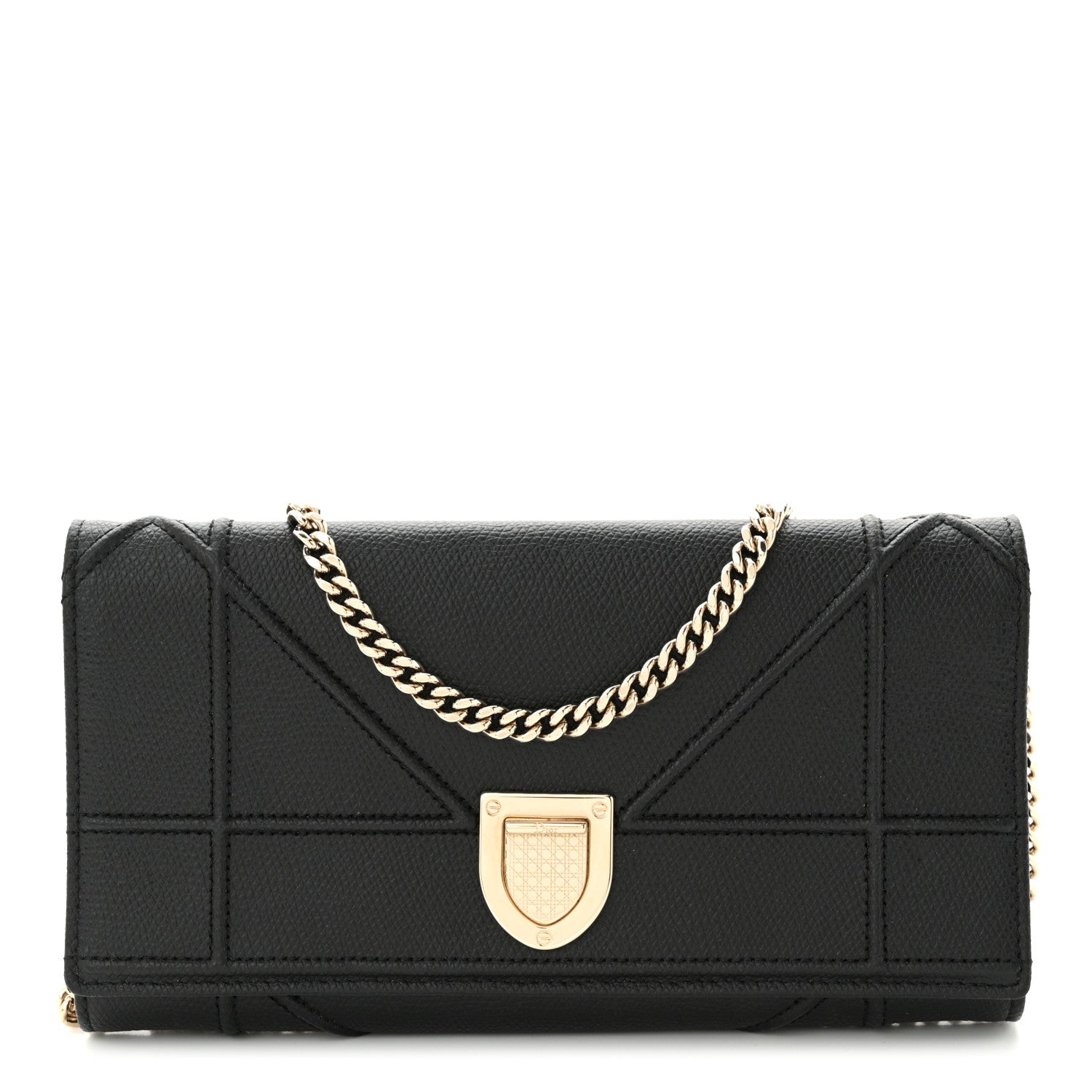 Christian Dior Grained Calfskin Diorama Croisiere Chain Wallet Black 1 of 10