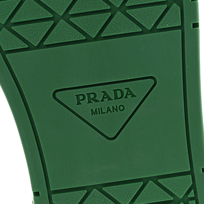 Prada Vitello Sport Spazzolato Rois Triangle Logo Womens Downtown Low Top 30mm Sneakers 38 White Green 8 of 11