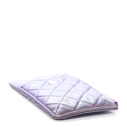 Chanel Metallic Aged Calfskin Quilted Classic Flat Wallet Pouch Purple 4 of 10