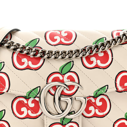 Gucci Calfskin Matelasse Diagonal GG Apple Small GG Marmont Shoulder Bag Ivory 8 of 12