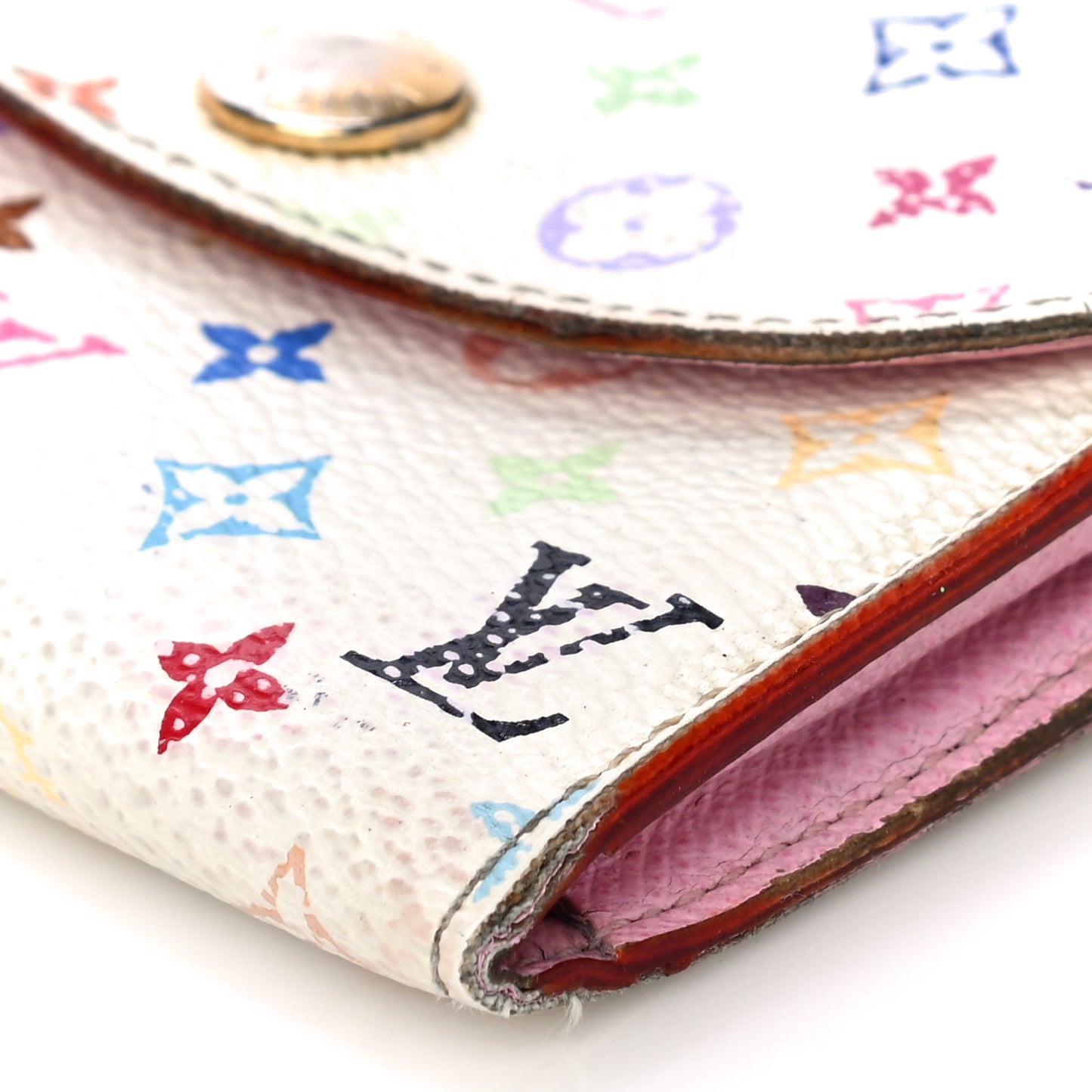 Monogram Multicolor Business Card Holder White Litchi