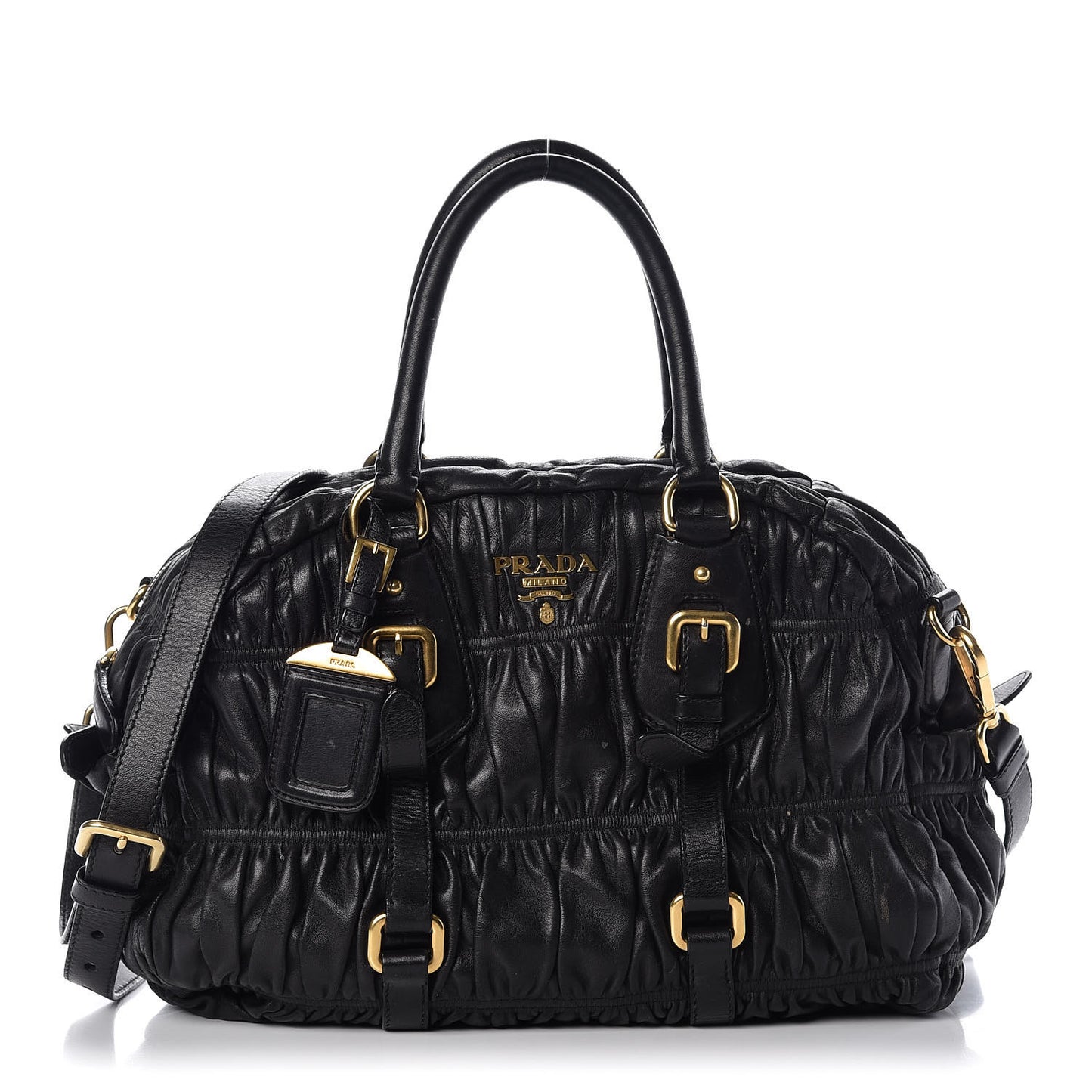 Nappa Gaufre Dome Satchel Black