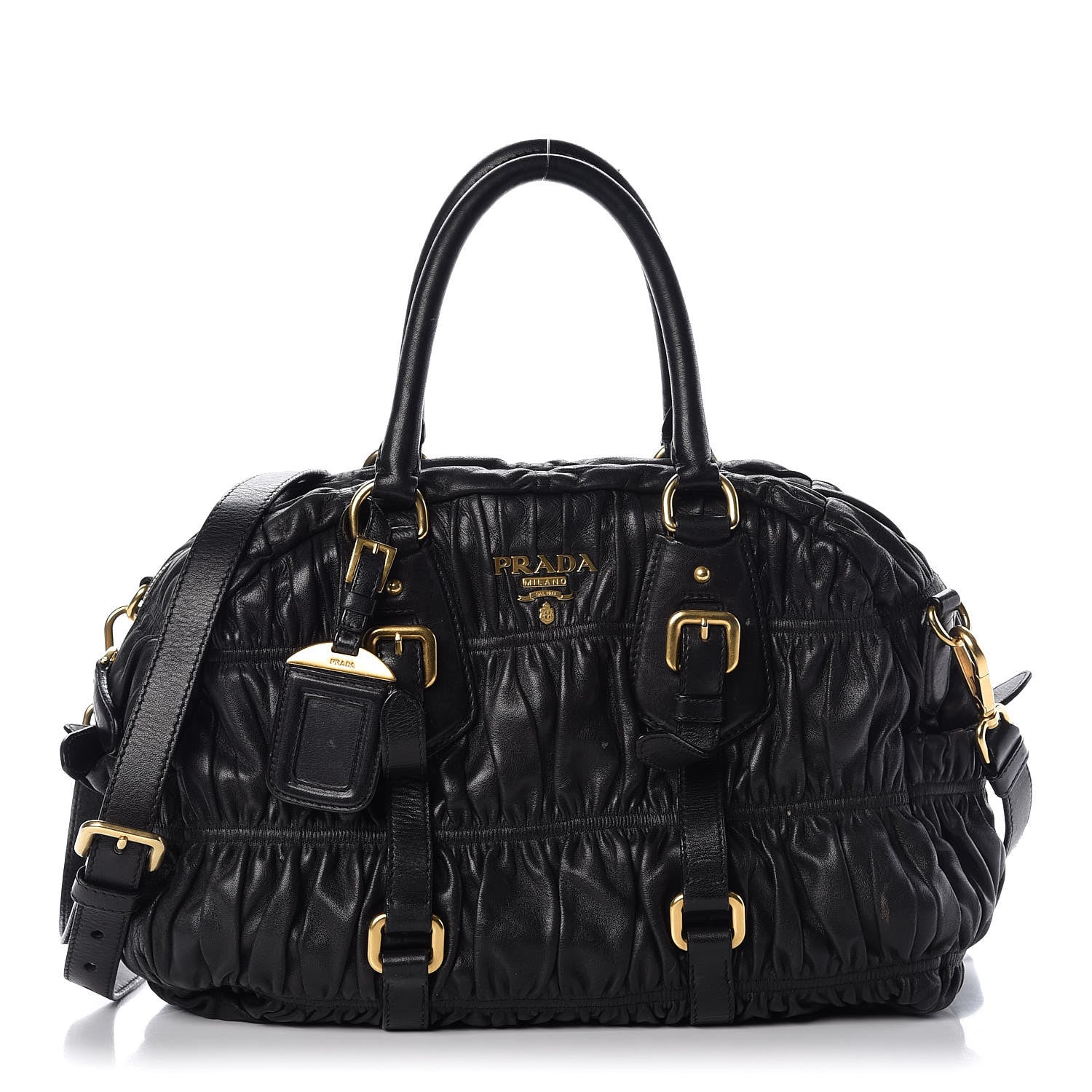 Prada Nappa Gaufre Dome Satchel Black 1 of 10