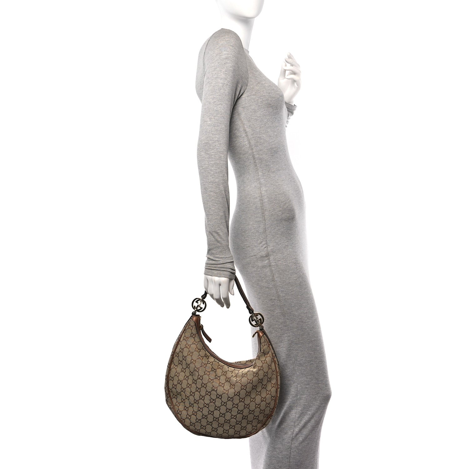 Gucci Monogram Medium GG Twins Hobo Bronze 2 of 14