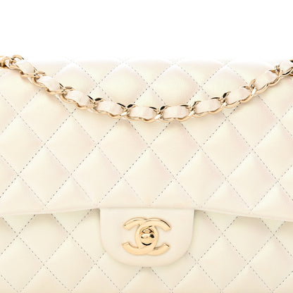 Chanel Iridescent Calfskin Quilted Medium Double Flap White 8 of 13