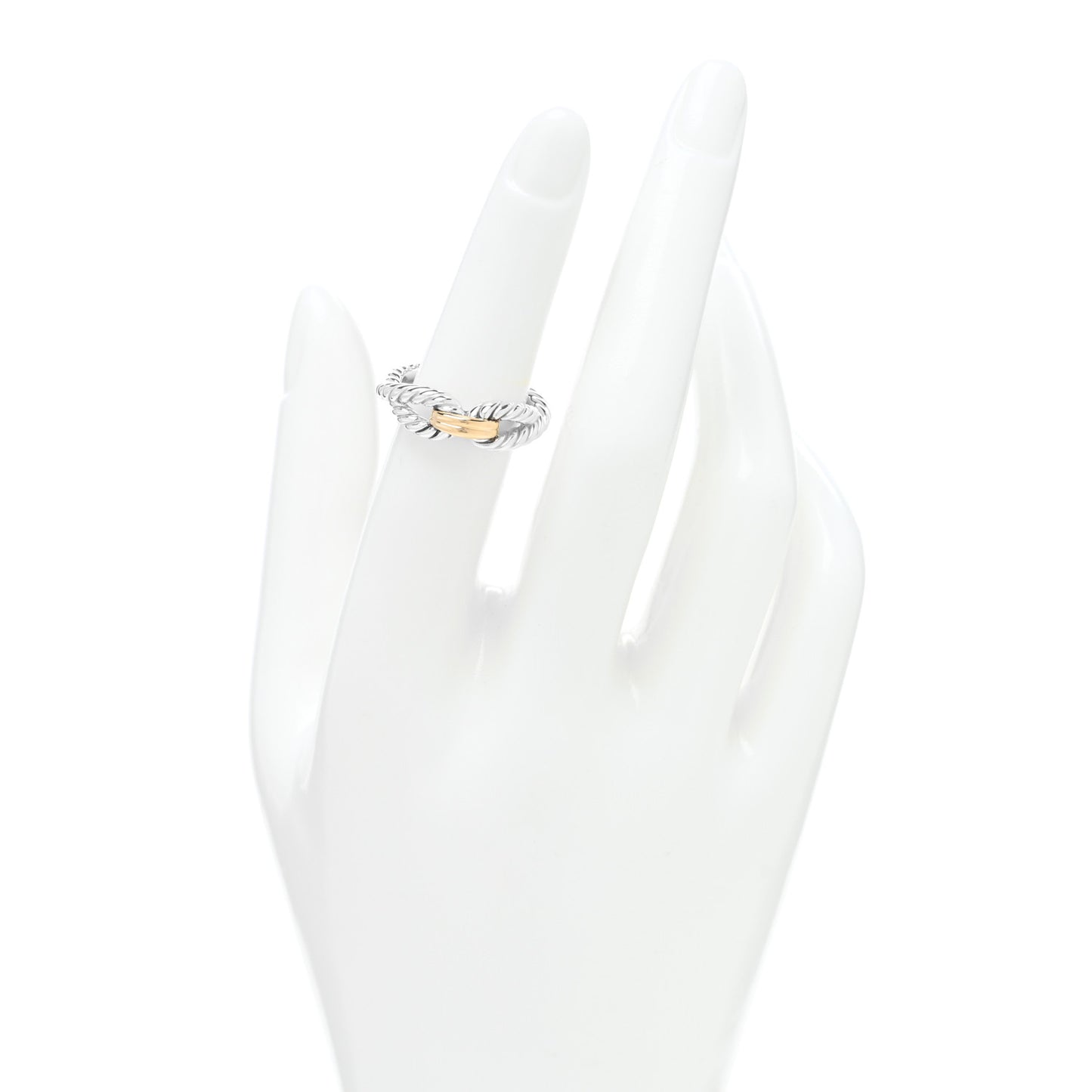 Sterling Silver 18K Yellow Gold Cable Loop Ring 50 5.5