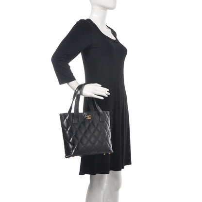 Chanel Calfskin Quilted Small Surpique Stitch Tote Black 2 of 19