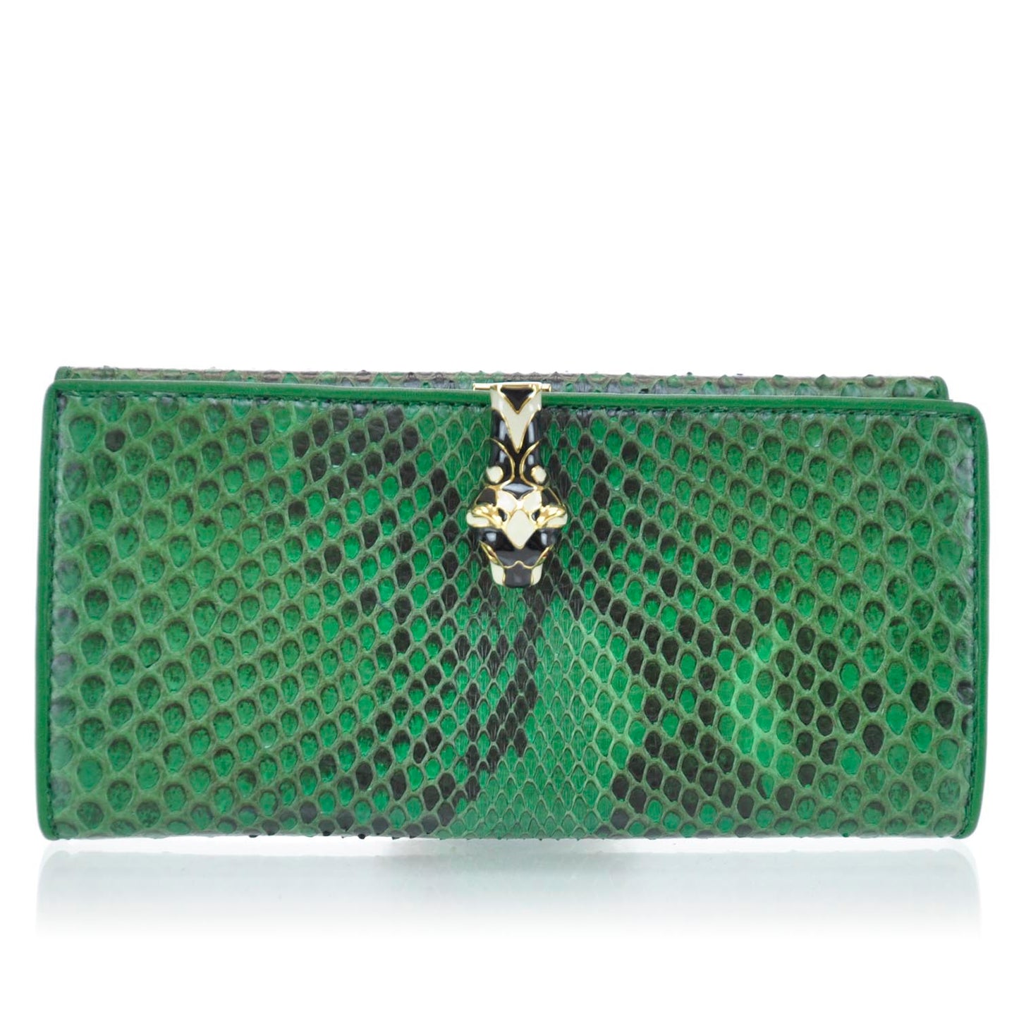 Python Continental Tiger Head Wallet Green