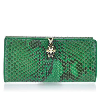 Gucci Python Continental Tiger Head Wallet Green 1 of 12