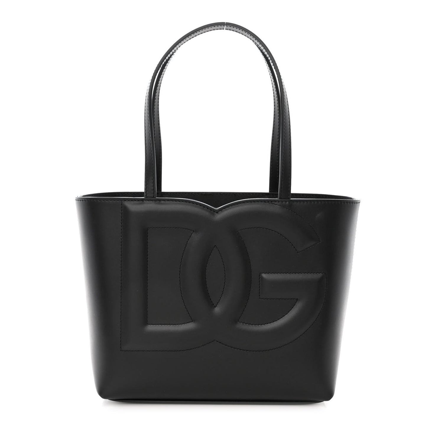 Calfskin Small DG Logo Shopper Tote Black