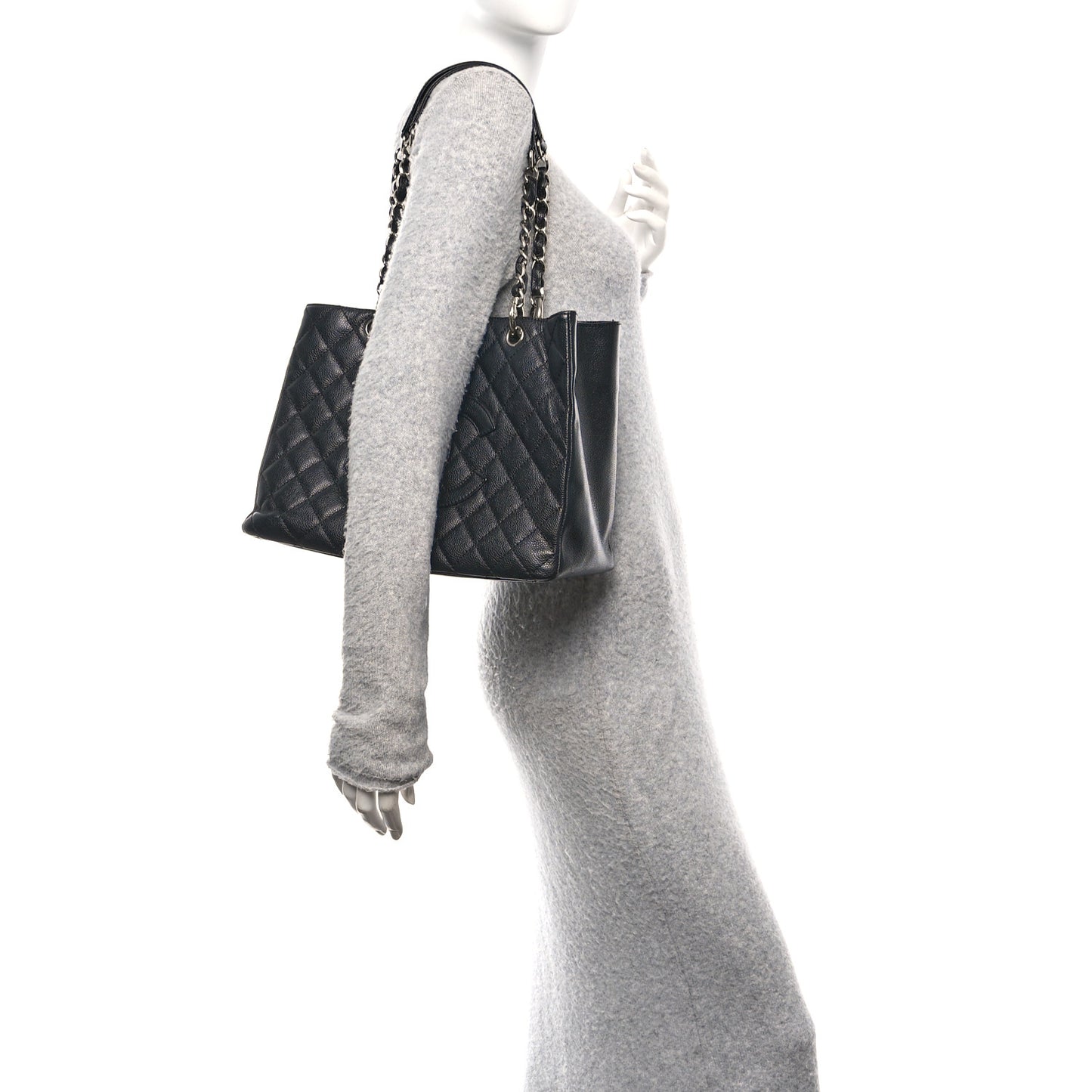 Caviar Quilted Grand Shopping Tote GST Black  Black