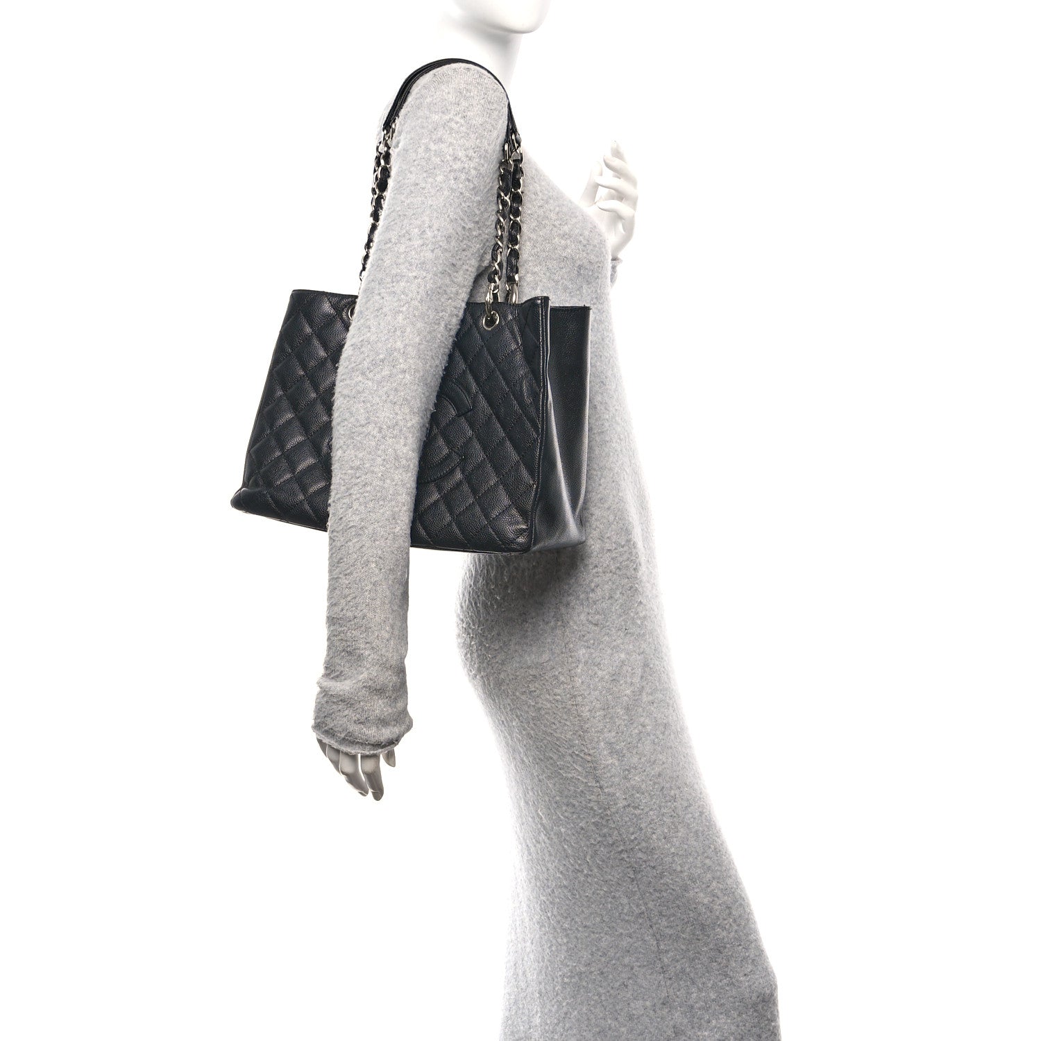 Chanel Caviar Quilted Grand Shopping Tote GST Black  Black 2 of 11