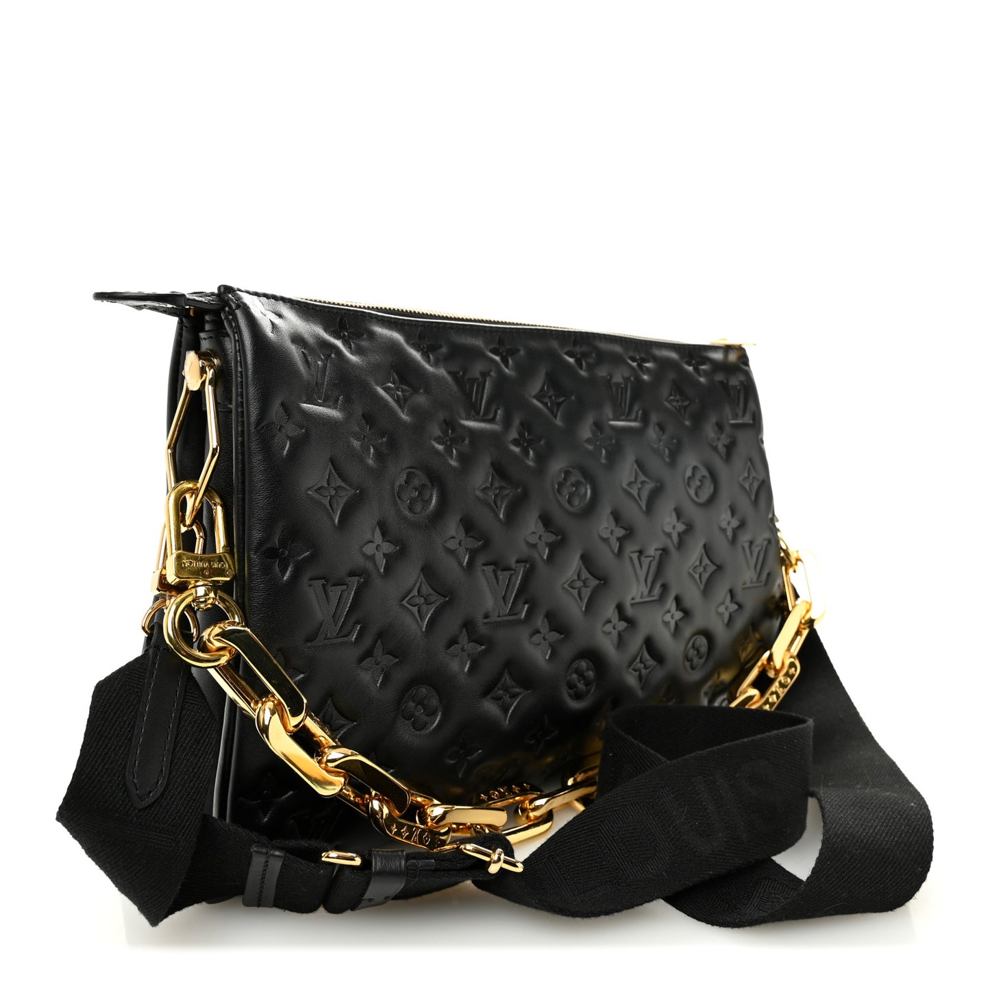 Lambskin Embossed Monogram Coussin MM Black