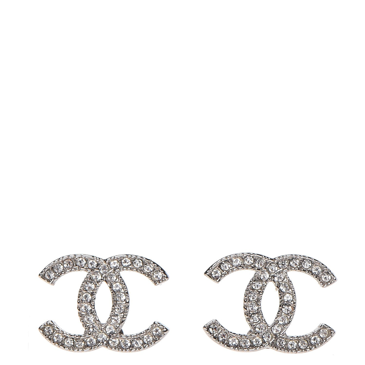 Chanel Crystal CC Earrings Silver 1 of 5